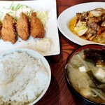 楽市食堂 - 牡蠣フライ&回鍋肉　食男セレクト