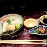 斗々屋 - 刺身は、お好みで、ポン酢、醤油、お塩で