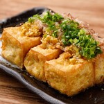 Crispy deep-fried tofu with special green onion and ginger sauce