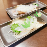 海屋 松下 - ヒラメの昆布締め　赤イカの刺身