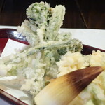173441502 - 春野菜天ぷら盛り（菜花，行者にんにく，こごみ，竹の子，ふきのとう）