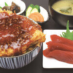 ぎょ魚蔵部 - 得得ランチ　メカジキのソースかつ丼　近海生まぐろ刺身付き