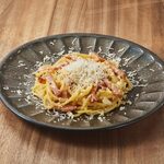 Carbonara with grilled bacon and parmesan cheese