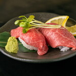 Tsuruhashi Homba No Aji Tsurugyuu - 黒毛和牛肉寿司2貫
