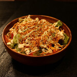 Monja style Caesar salad ~ topped with warm egg ~