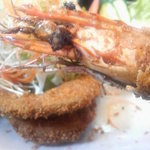 法楽屋 - 法楽屋定食　頭のついた大きな海老