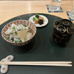 和の食 樹翠 - 山菜ご飯　漬物　味噌汁