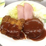 たつみや - 肉ランチ　ビフカツとハンバーグのコンビ