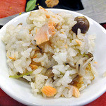奥の湯 湯元館 - 夕食（サケ釜飯；茶碗に盛りました）