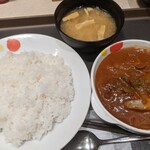 Matsuya - カットステーキのハッシュドビーフ定食(ご飯大盛同料金)