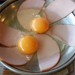 ホテル南海荘 - 2013/02　朝食（ハムエッグ）　本来は単なる目玉焼き推奨？？