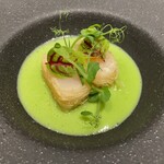 173648987 - 根室帆立のカダイフ うすいえんどうと昆布〆のソース