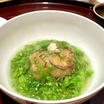 礒田 - 菜の花の葛餡で包まれたがんもどき　キクラゲと中には筍が忍んでいます　