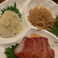 パンダ レストラン - 前菜3種（クラゲ、チャーシュー、蒸し鶏）