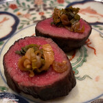 御料理 寺沢 - いわて牛を行者ニンニクとともに