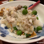 御料理 寺沢 - 喜知次と帆立の稚貝､豌豆豆､筍､木の芽の炊込みごはん