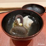 御料理 寺沢 - 油目と蕨､冬菇椎茸､花柚子の椀物