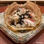 御料理 寺沢 - 毛蟹の剥き身とキャビアを和えていただきます