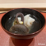 御料理 寺沢 - 油目と蕨､冬菇椎茸､花柚子の椀物