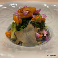 御料理 寺沢 - バフン海胆と鮑と屈み､楤の芽､葉山葵