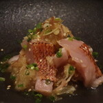 こころや - 炙り金目鯛と茗荷のおろしポン酢和えアップ