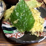 お茶の葉香園 - 季節の野菜天ぷら