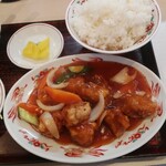 榕城 - 酢豚定食ご飯大盛り