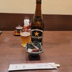 うなぎ坂田 - お通しと瓶ビール