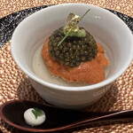 ナベノ-イズム - 両国江戸蕎麦ほそ川の蕎麦粉をソースエミュルッショネの技法で仕上げたそばがき