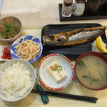 むさし乃 - サバ定食(ご飯小盛りにしてもらった)