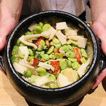 温石 - 金目鯛の炭火焼きと空豆を追加