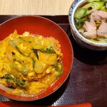 Hachikian - 鶏かつ丼とミニ鴨なんばセット（家人）