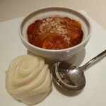 スーツァンレストラン 陳 - 2013.02 真鱈白子のチリソース。これもメチャクチャおいしかったですねえ、、この赤いソースの下から白子がトロ～リ：爆