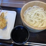 Marugame Seimen - 釜揚げうどん 並、140円＋かしわ天、150円