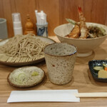 蕎麦心 きりがね - 平日の昼セット(海老天丼と蕎麦)