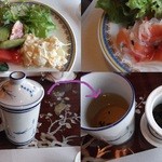 和風中華 招龍亭 - バイキング式で、好きなサラダをとります。中国茶、美味しいですよ～。