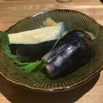 えいじ - 泉州野菜の水茄子の浅漬け。生姜醤油で。