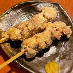 Deep-fried salted chicken skewers