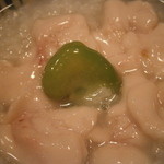 車力門 ちゃわんぶ - 25年2月　タラの白子とお粥　空豆添え