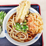 長生うどん - かけうどん中盛ｗｉｔｈちくわ天、かき揚げ