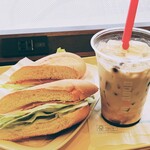 DOUTOR COFFEE SHOP - ミラノセット916円 タピオカ黒糖ミルク チーズinミラノサンドA 生ハム・ボンレスハム・ボローニャソーセージ