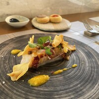 prospero - フランス産オマールブルーのソテー、春菊、オリーブ、自家製みかんのジャム