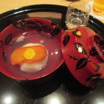 まき村 - からすみ椀薄葛仕立　焼餅　大根おろし　柚子