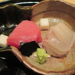 まき村 - 本生鮪　鮃　長芋　しめり海苔　山葵