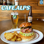 CAFE.ALPS - 『ベーコンチーズバーガー¥1210』 『ハラペーニョ¥120』 『キリンラガー¥530』