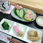 Sushi Sakura - ■『3000円コース』・先付け・お刺身三点盛り