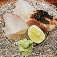 お料理 うち山 - 真鯛、イサキの炙り、紋甲烏賊