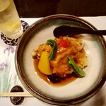 Watsuki - 揚げ鶏と彩り野菜の黒酢あんかけ