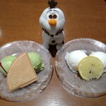 Oidemai - 抹茶アイス308円  瀬戸内レモンシャーベット352円