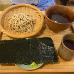 蕎麦 ろあん 湯村 - 盛り蕎麦（冷）と温汁の花巻汁　花巻き汁つけ蕎麦　